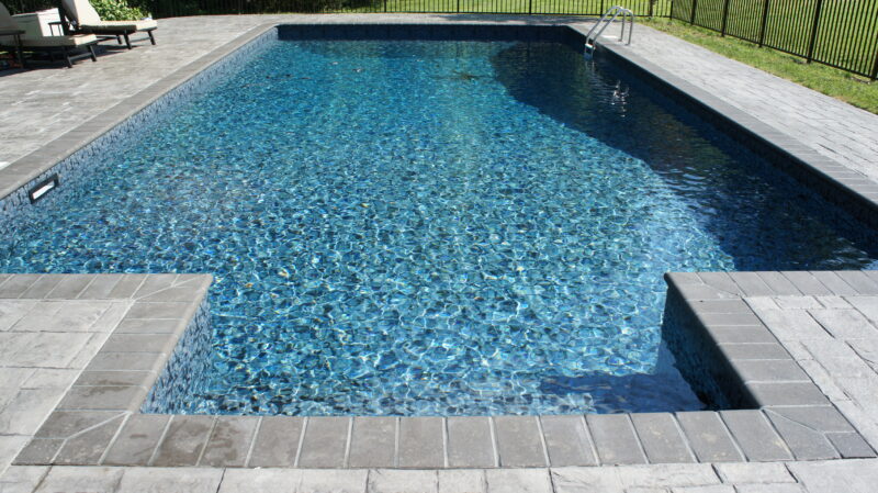 A picture of a different type of pool liner in an inground pool